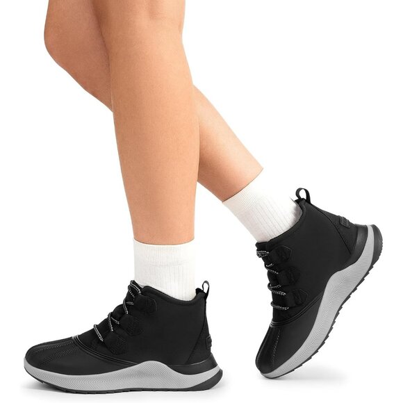 Women’s Black Waterproof Lace Up Anti-Slip Warm Snow Booties Sneakers - Picture 5 of 6